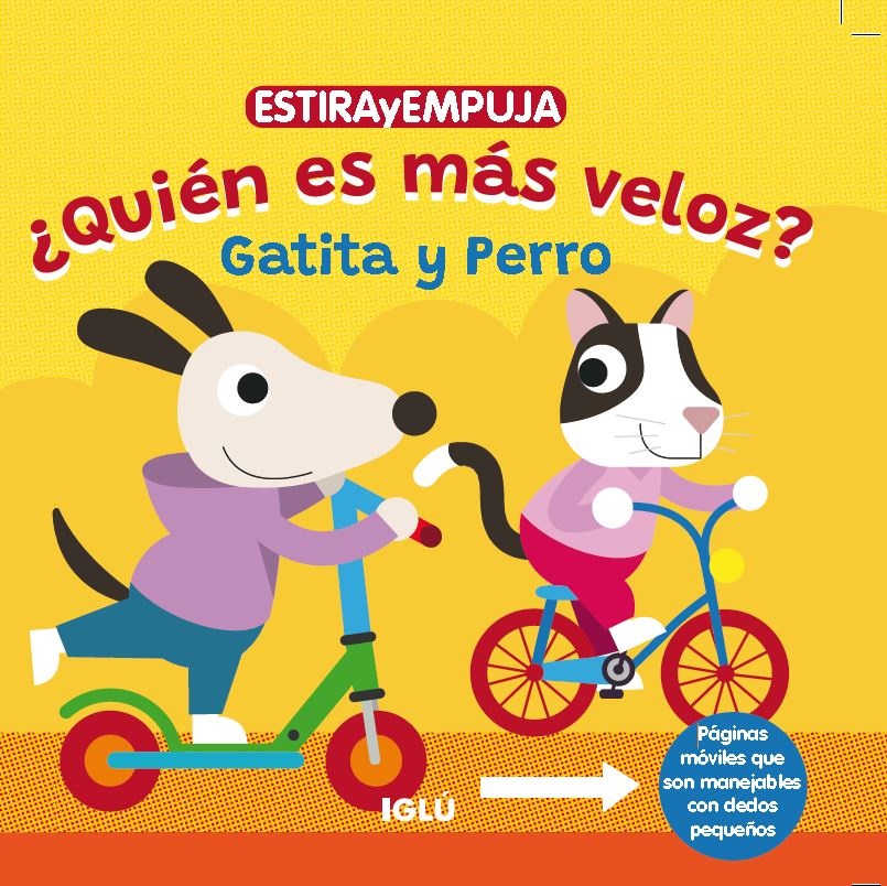 Estira y empuja : quien es más veloz?. Gatita y perro