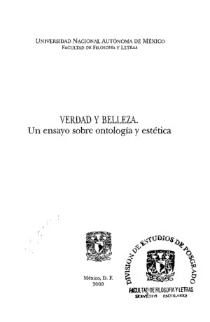 Verdad y belleza : un ensayo sobre ontología y estética